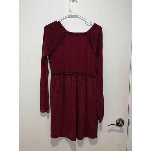 Roxy Burgundy Waffle-Knit Long Sleeve Casual Style Womens mini  Dress Size M - Picture 6 of 8
